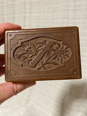 Carved Brown Floral Trinket Box